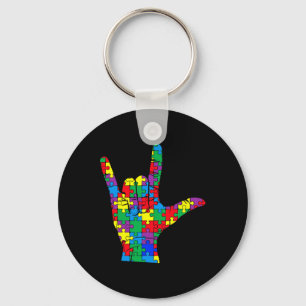 Autism Awareness Day Autistic Child Asl Love Sign Key Ring