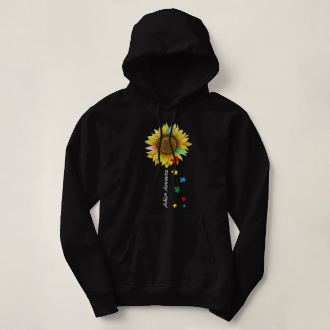 Autism Awareness Day Autistic Sunflower Kids Desig Hoodie (Design Front)
