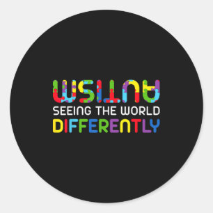 Autism Awareness Day Autistic World Differently Up Classic Round Sticker