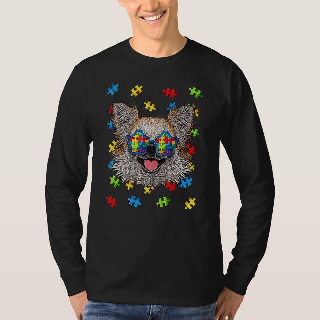 Autism Awareness Day Chihuahua Puzzle Sunglasses D T-Shirt (Front)