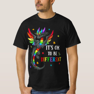 Autism Awareness Day Dragon Gift It's Ok To Be Dif T-Shirt