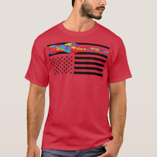 Autism Awareness Day Gift Flag Puzzle Piece Colour T-Shirt