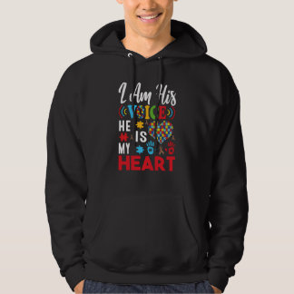 Autism Awareness Day I'm His Voice He Is My Heart Hoodie