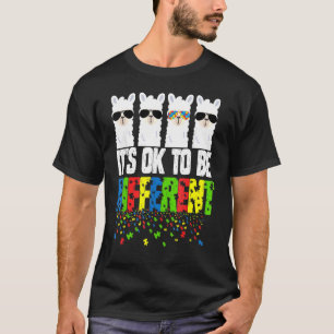 Autism Awareness Day Llama Its Ok To Be Different T-Shirt