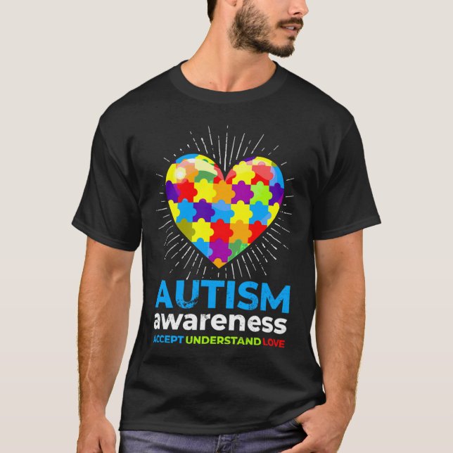 Autism Awareness Day Support Accept Understand Lov T-Shirt (Front)