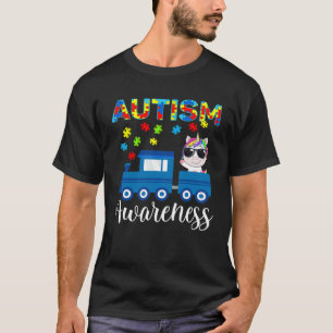 Autism Awareness Day Unicorn Train  Puzzle Piece T-Shirt