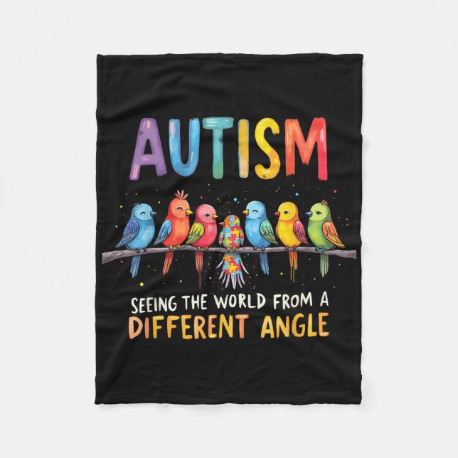 Autism Awareness Different Angle Neurodiversity De Fleece Blanket (Front)