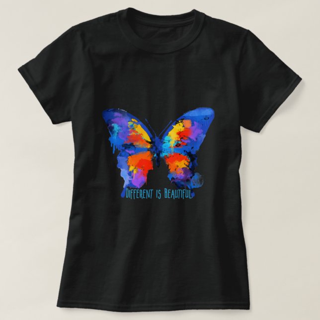 Autism Awareness Different Is Beautiful T-Shirt (Design Front)