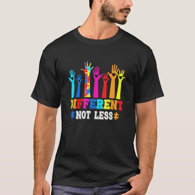 Autism Awareness Different Not Less Support Autism T-Shirt (Front)