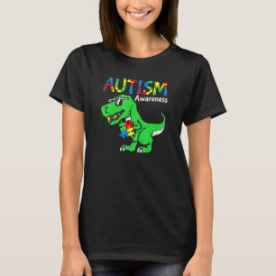 Autism Awareness Dino Autistic Puzzle Toddler Kids T-Shirt