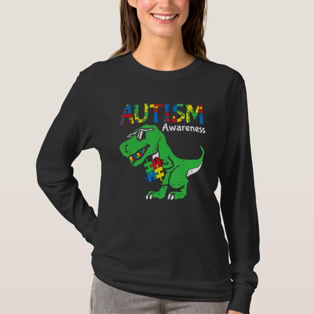 Autism Awareness Dino Autistic Toddler Boys Cute D T-Shirt (Front)