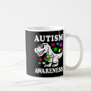 Autism awareness dino t-rex dinosaur puzzle women coffee mug