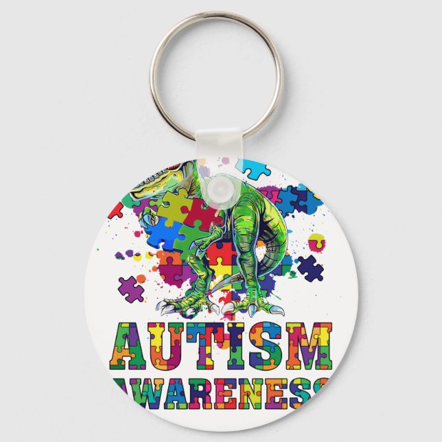 autism awareness dinosau key ring (Front)