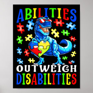 Autism Awareness Dinosaur Abilities Outweigh Disab Poster