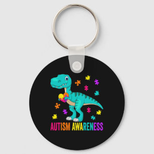 Autism Awareness Dinosaur Colourful Autism Puzzle Key Ring
