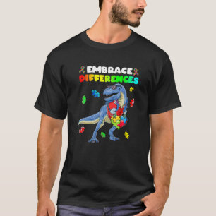 Autism Awareness Dinosaur Heart Puzzle Piece Boys T-Shirt