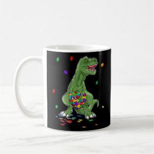 Autism Awareness Dinosaur  T Rex Heart Puzzle Piec Coffee Mug
