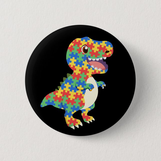 Autism Awareness Dinosaurs 6 Cm Round Badge (Front)