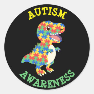 Autism Awareness Dinosaurs Classic Round Sticker