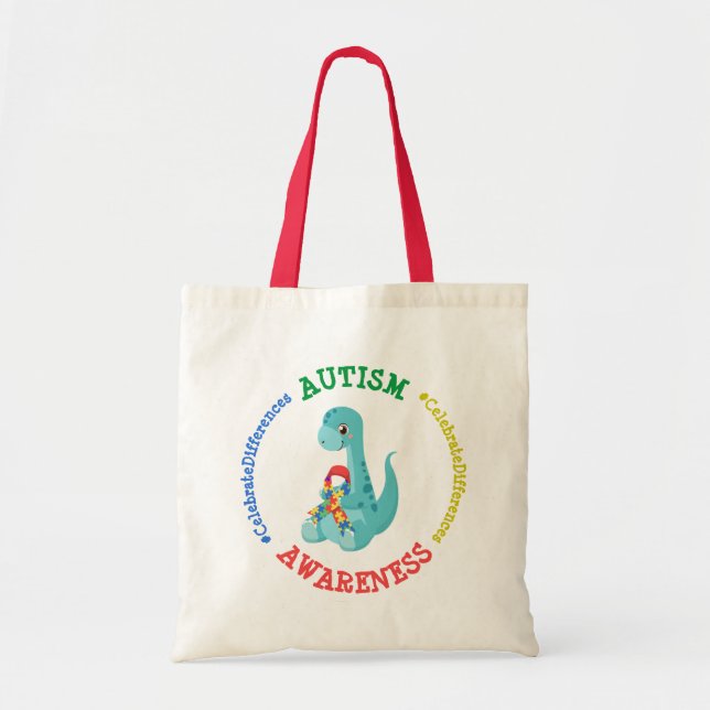 Autism Awareness Dinosaurs Tote Bag (Front)