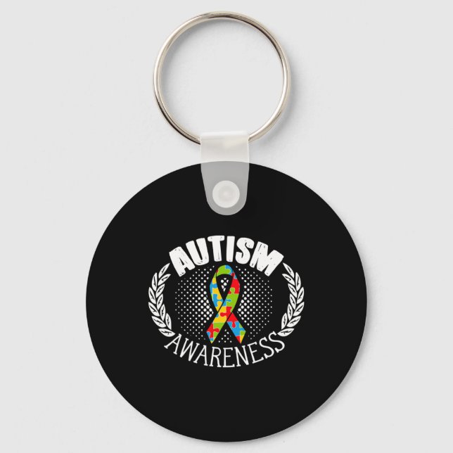 Autism Awareness Disabilities Month 1 Key Ring (Front)