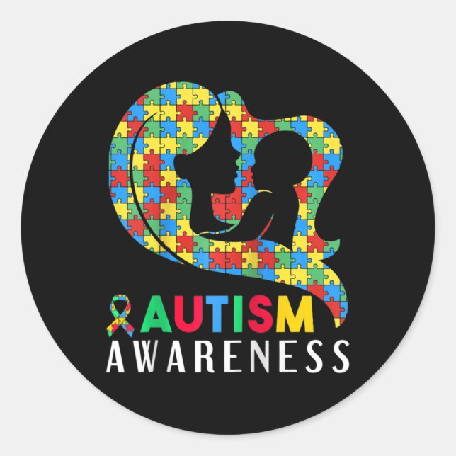 Autism Awareness Disabilities Month Support  Classic Round Sticker (Front)