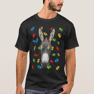 Autism Awareness Donkey Puzzle Sunglasses Autistic T-Shirt