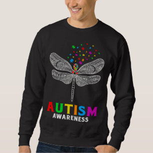 Autism Awareness Dragonfly Puzzle Pieces Support A Sweatshirt