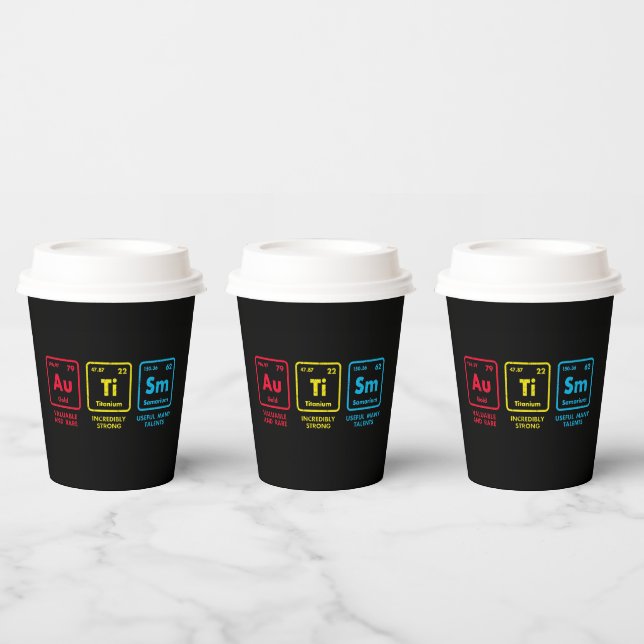 Autism Awareness Elements Periodic Table Paper Cups (Multi)