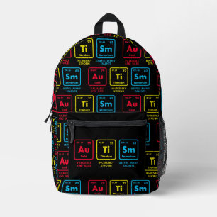 Autism Awareness Elements Periodic Table Printed Backpack