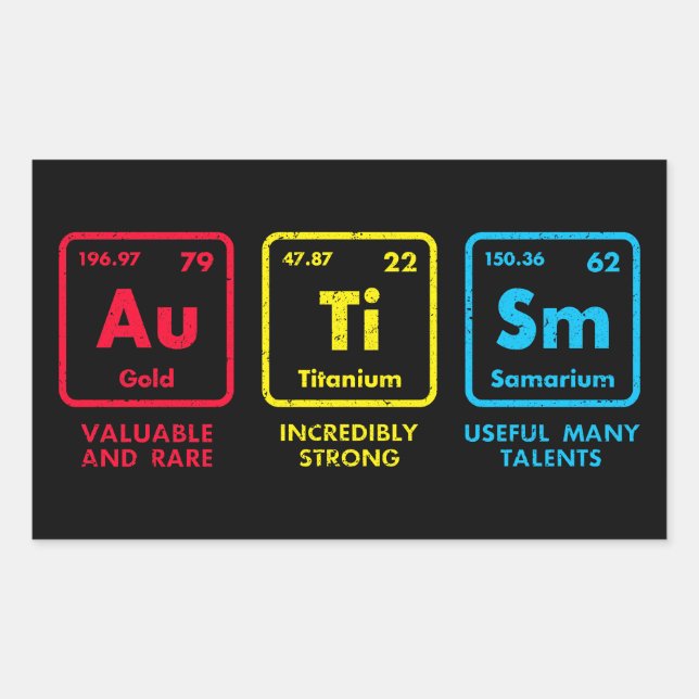 Autism Awareness Elements Periodic Table Rectangular Sticker (Front)