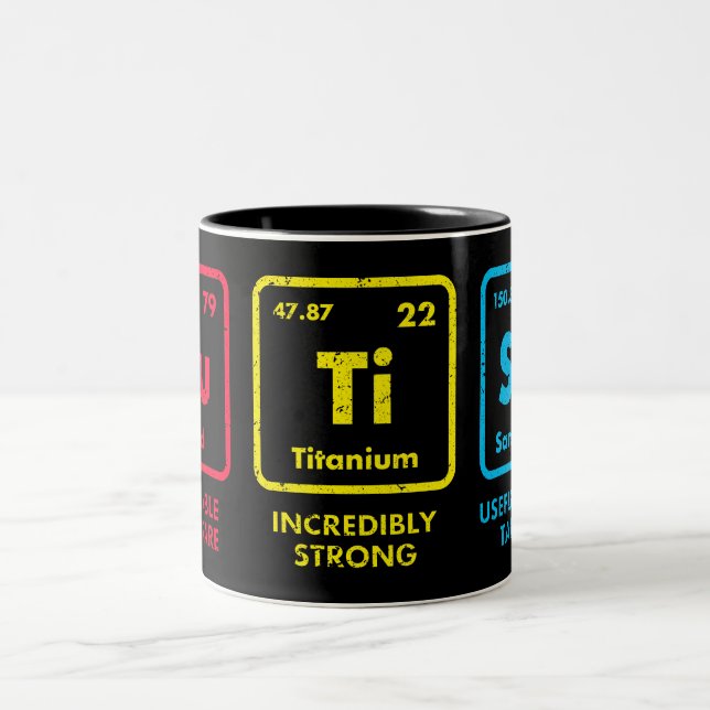 Autism Awareness Elements Periodic Table Two-Tone Coffee Mug (Center)