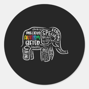 Autism Awareness Elephant Acceptance Autistic Men  Classic Round Sticker