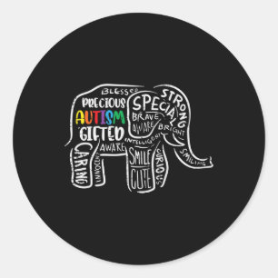 Autism Awareness Elephant Acceptance Autistic Men  Classic Round Sticker