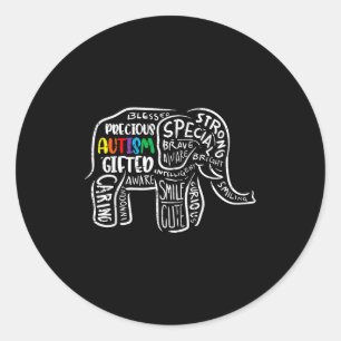 Autism Awareness Elephant Acceptance Autistic Men Classic Round Sticker