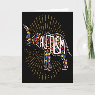 Autism Awareness Elephant Boys Kids Men Girls Wom Card