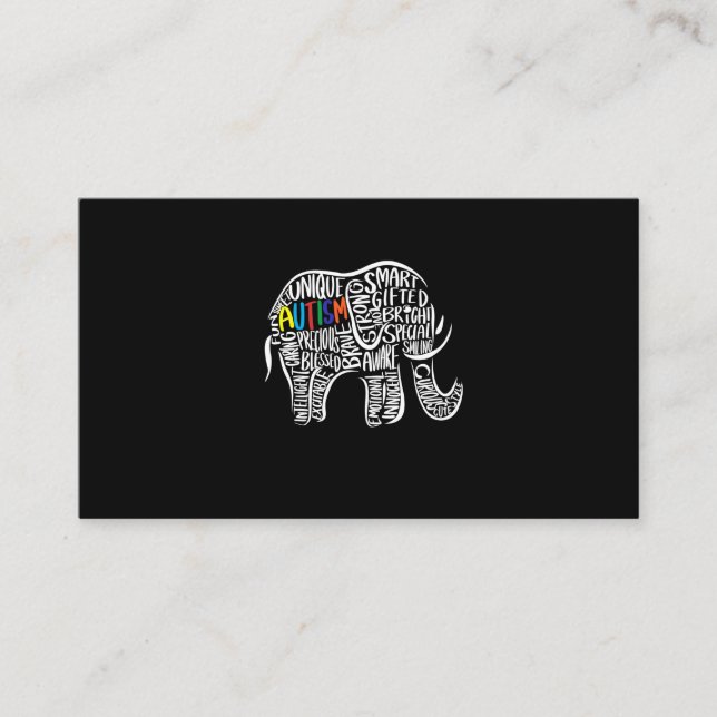 Autism Awareness Elephant Business Card (Front)