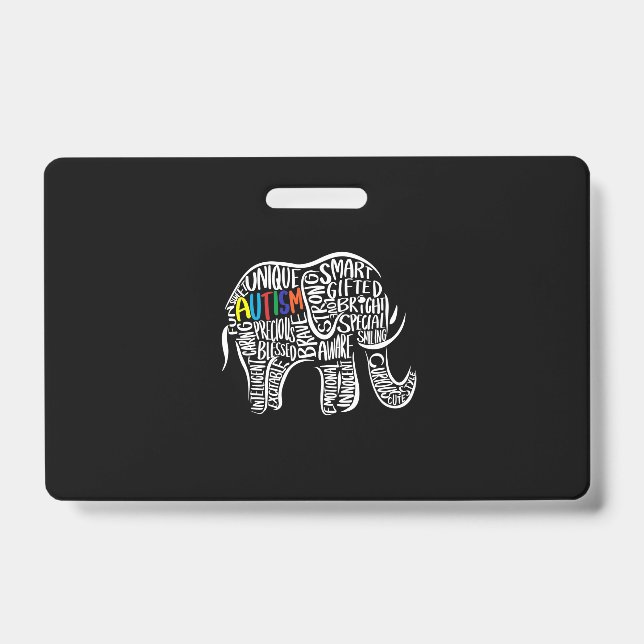 Autism Awareness Elephant ID Badge (Front)