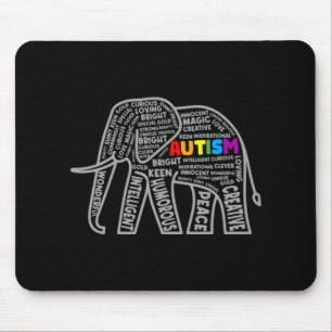 Autism Awareness Elephant Tygraphy T Shirt Mouse Pad