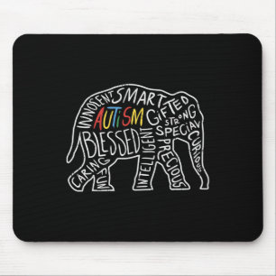 Autism Awareness Elephant Words Animal Lover Gift Mouse Pad