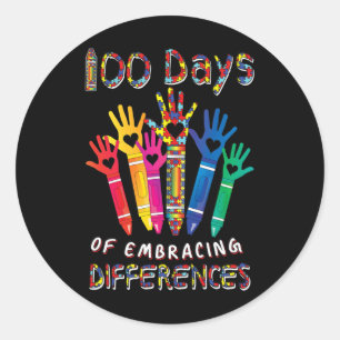 Autism Awareness Embrace Differences 100 Days Of S Classic Round Sticker