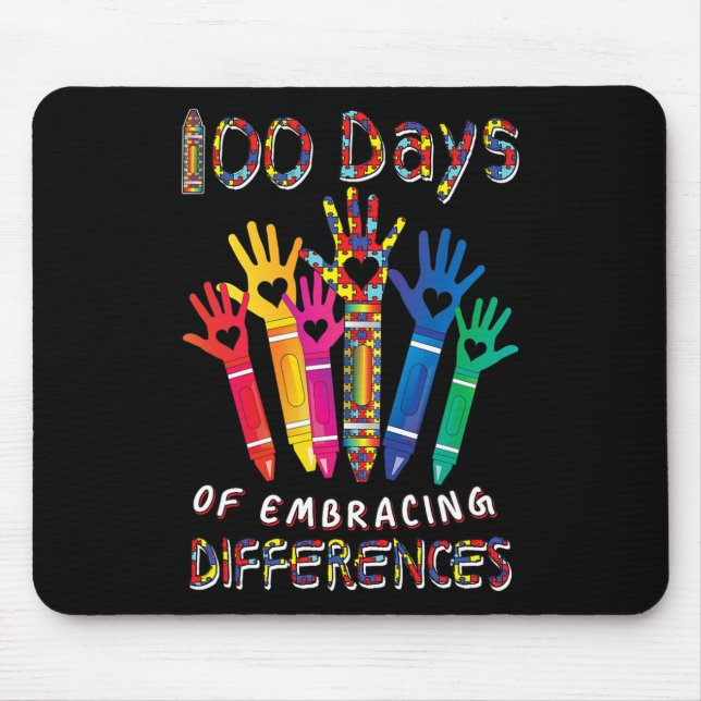Autism Awareness Embrace Differences 100 Days Of S Mouse Pad (Front)