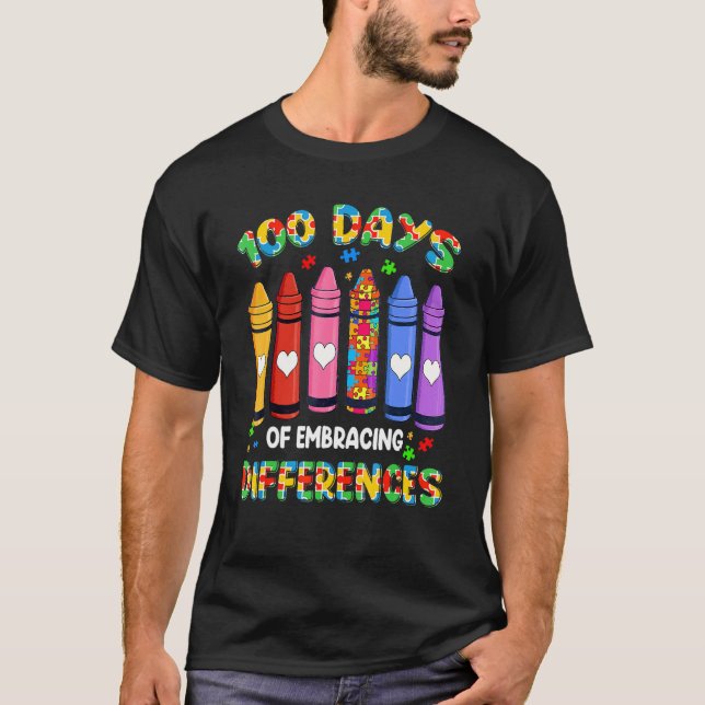 Autism Awareness Embrace Differences 100 Days Of S T-Shirt (Front)