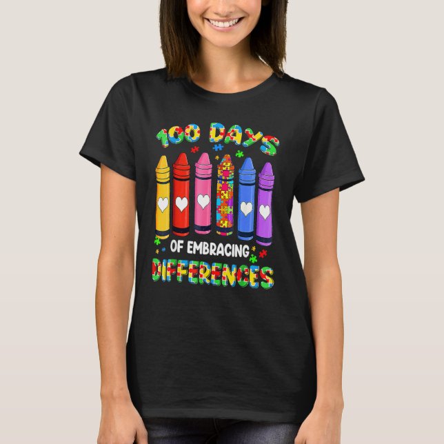 Autism Awareness Embrace Differences 100 Days Of S T-Shirt (Front)