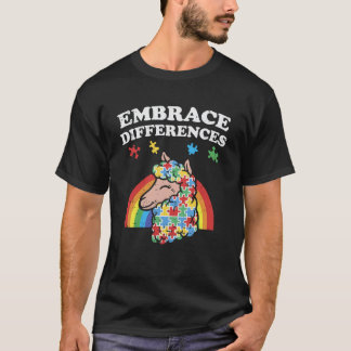 Autism Awareness Embrace Differences Llama Shirt B