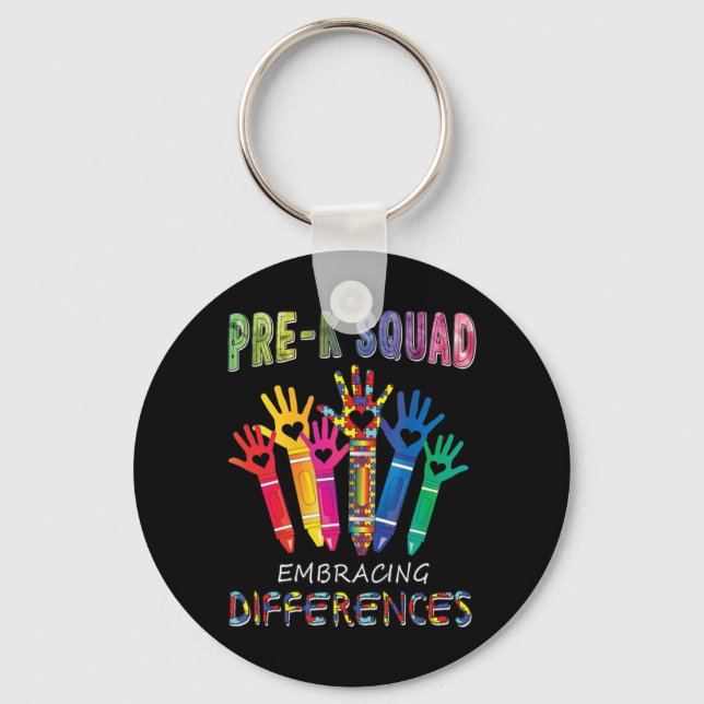 Autism Awareness Embrace Differences Shirt First D Key Ring (Front)
