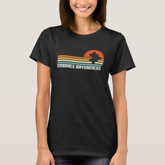 Autism Awareness Embrace Differences Support Autis T-Shirt (Front)