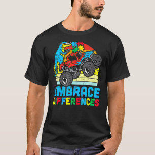 Autism Awareness Embrace Differences Trex Monster T-Shirt