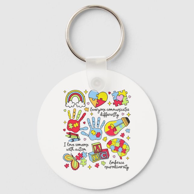 Autism Awareness Embrace Diversity Neuro Inclusive Key Ring (Front)