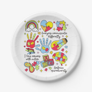 Autism Awareness Embrace Diversity Neuro Inclusive Paper Plate